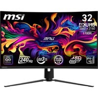 MSI MPG 321CURX QD-OLED 31.5" 4K UHD Curved gaming monitor Zwart, 2x HDMI, DisplayPort, 2x USB-A, USB-B, USB-C, 240 Hz