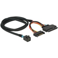 DeLOCK SFF-8643 male > U.2 SFF-8639 female + SATA voedingsstekker adapter Zwart, 0,75 meter